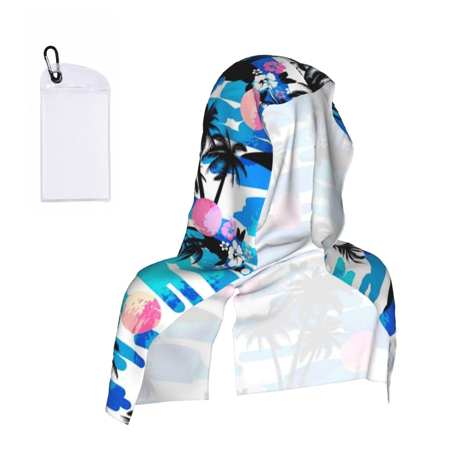 Esnaiuvcd Black Palm Tree Print Multifunctional Cooling Hoodie Bandana Portable Sweat Absorbing Design For Beach Workouts Exercise Heat Relief Accessories
