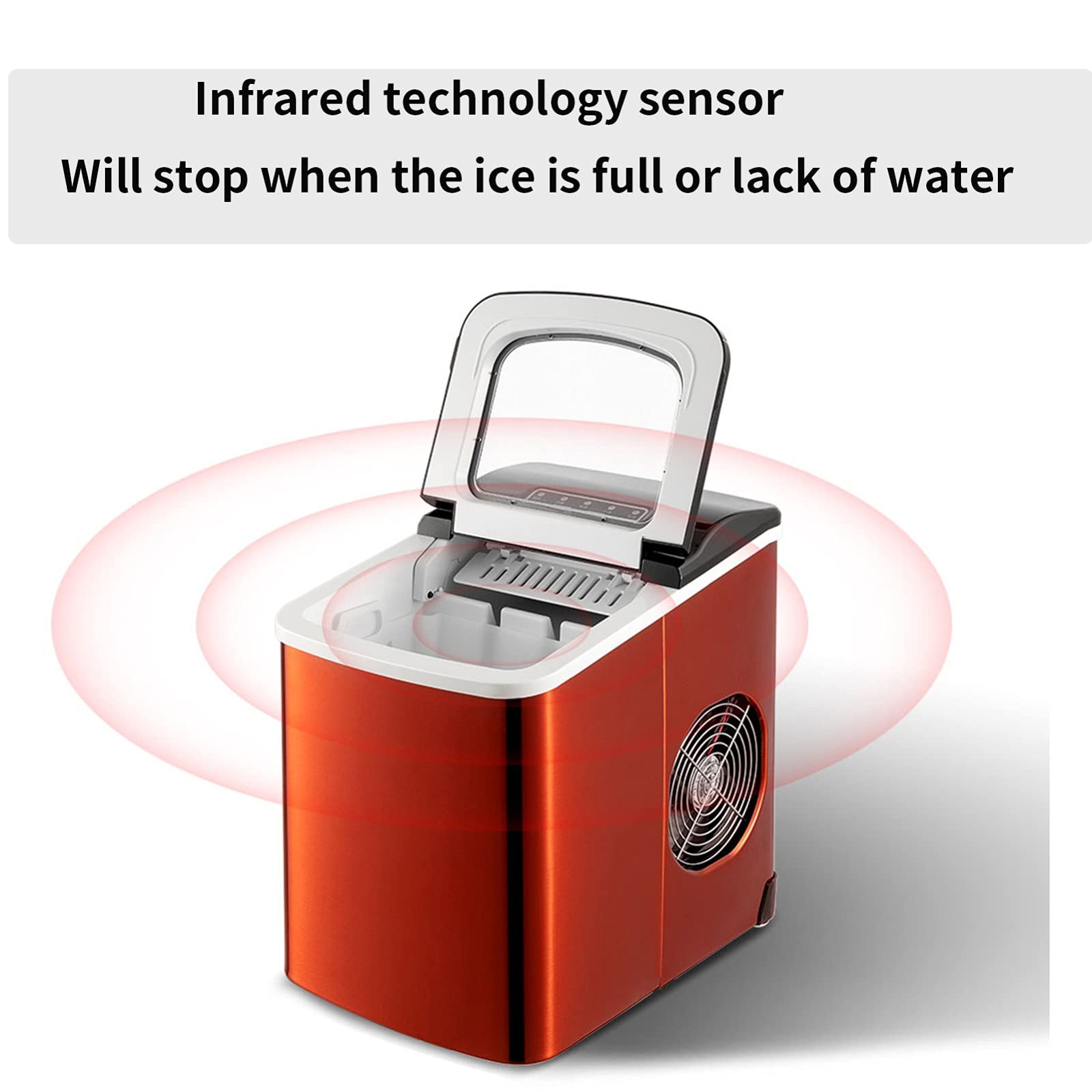 Portable Ice Maker Machine For Countertop, Ice Cubes Ready In 6 Mins Make 26 Lbs Ice In 24 Hrs Ice Cube Maker Machine For Home With Ice Scoop And Basket LED Display Quick on Fridge.com - View 5