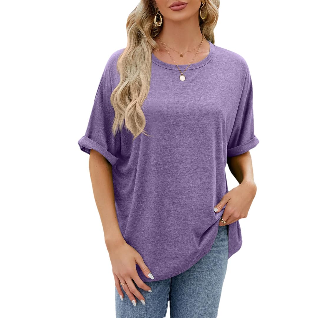 Maglietta da donna a maniche corte, casual, ampia, girocollo, estiva, oversize