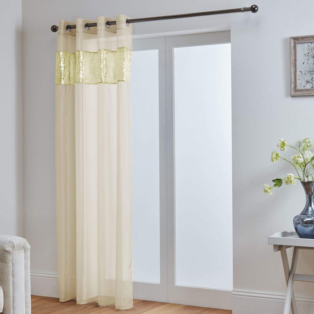 John Aird Sparkle Sequin Eyelet Voile Panel (Cream/Gold, 58" Wide x 118" Drop)