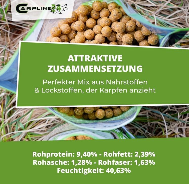 Futterboilies Kokos - 10 kg - 16 mm - Karpfenköder zum Angeln, Futterboilies zum Anfüttern von Karpfen, Carp Baits, Angelfutter mit Lockstoff