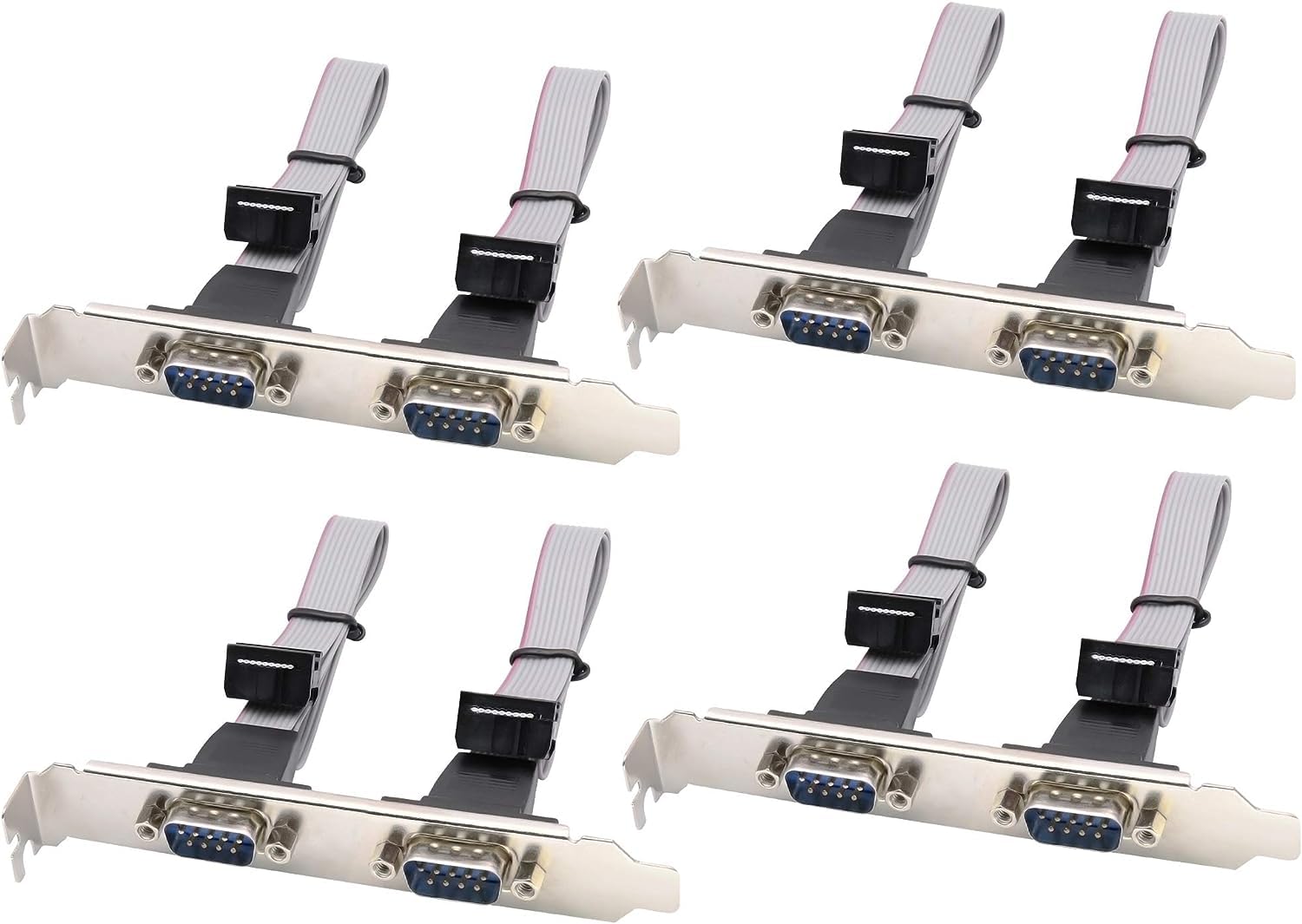 2 Port DB9 RS232Serial Port Bracket to 10 pin HeaderRibbon Cable Connector Adapter, DB9 Serial Male to 10P Motherboard Header Panel Mount Cable Serial Port Bracket (12in 4Pcs) (2 Port)