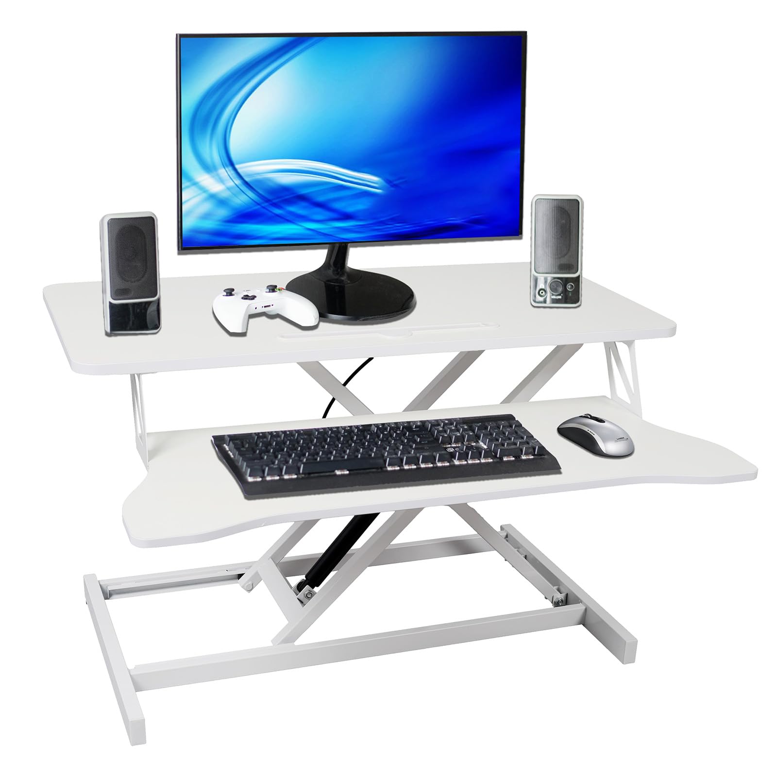Standing Desk Converter 32 Wide Height Adjustable Sit Stand Up Desk Riser with Keyboard Tray Desktop Workstation Riser