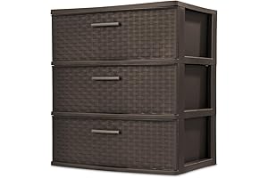 Espresso Plastic 3-Drawer Wide Weave Outdoor Tower
