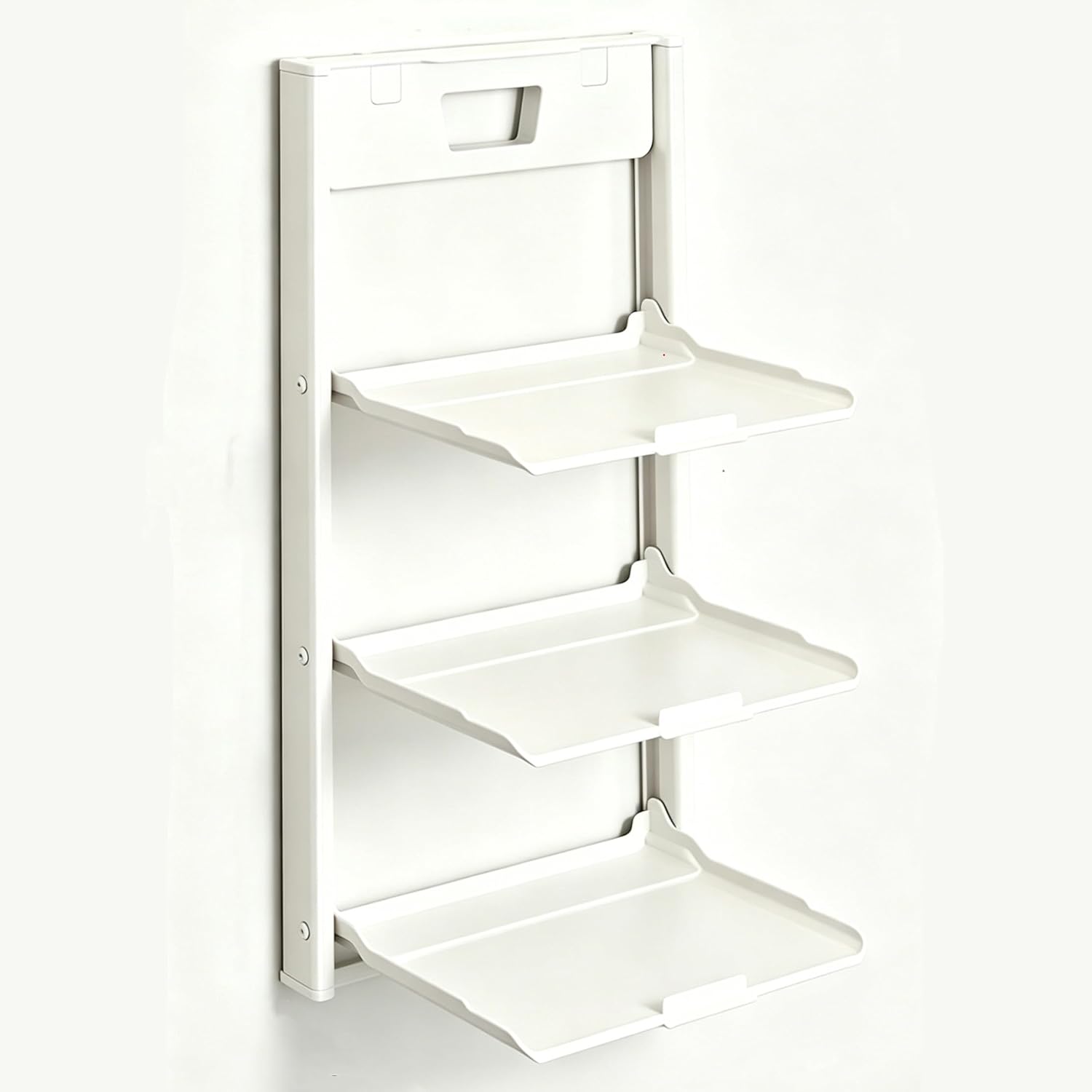 Wall Mounted Foldable Kitchen Prep Rack, No Drilling Space-Saving Food Plate Organizer, Collapsible Multi-Layer Serving Tray Holder for Countertop Wall-Mounted Station Space Saving(Size:3-Tier,Color: