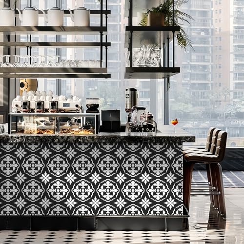 MORCART Peel and Stick Floor Tile, Self-Adhesive DIY Vinyl Flooring, Removable and Waterproof Tile Sticker for Bathroom, Kitchen, Wall, Fireplace (20PCS,7.87" x 7.87", Black & White Retro) by MORCART - Image 6