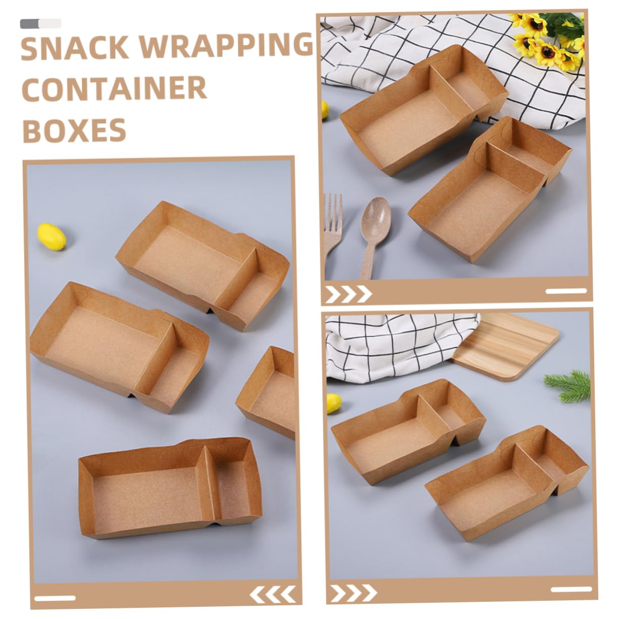 iplusmile 100pezzi Scatole Per Snack Multifunzionali Kraft Contenitori Per Fritte Food Per Scomparti Per Separare Gli Alimenti