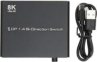 Zunate DisplayPort Switch 8K Splitter Bidirectional DP 1.4 2 Way Switcher 2 in 1 Out 1 in 2 Out, Supports 8K@30Hz 4K@120Hz for PC Host Monitor Laptop
