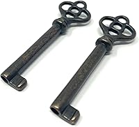 Vista 4 de Metal Magery Llave de esqueleto de barril hueco de latón antiguo para puertas, escritorios, armarios, aparadores, relojes y muebles vintage