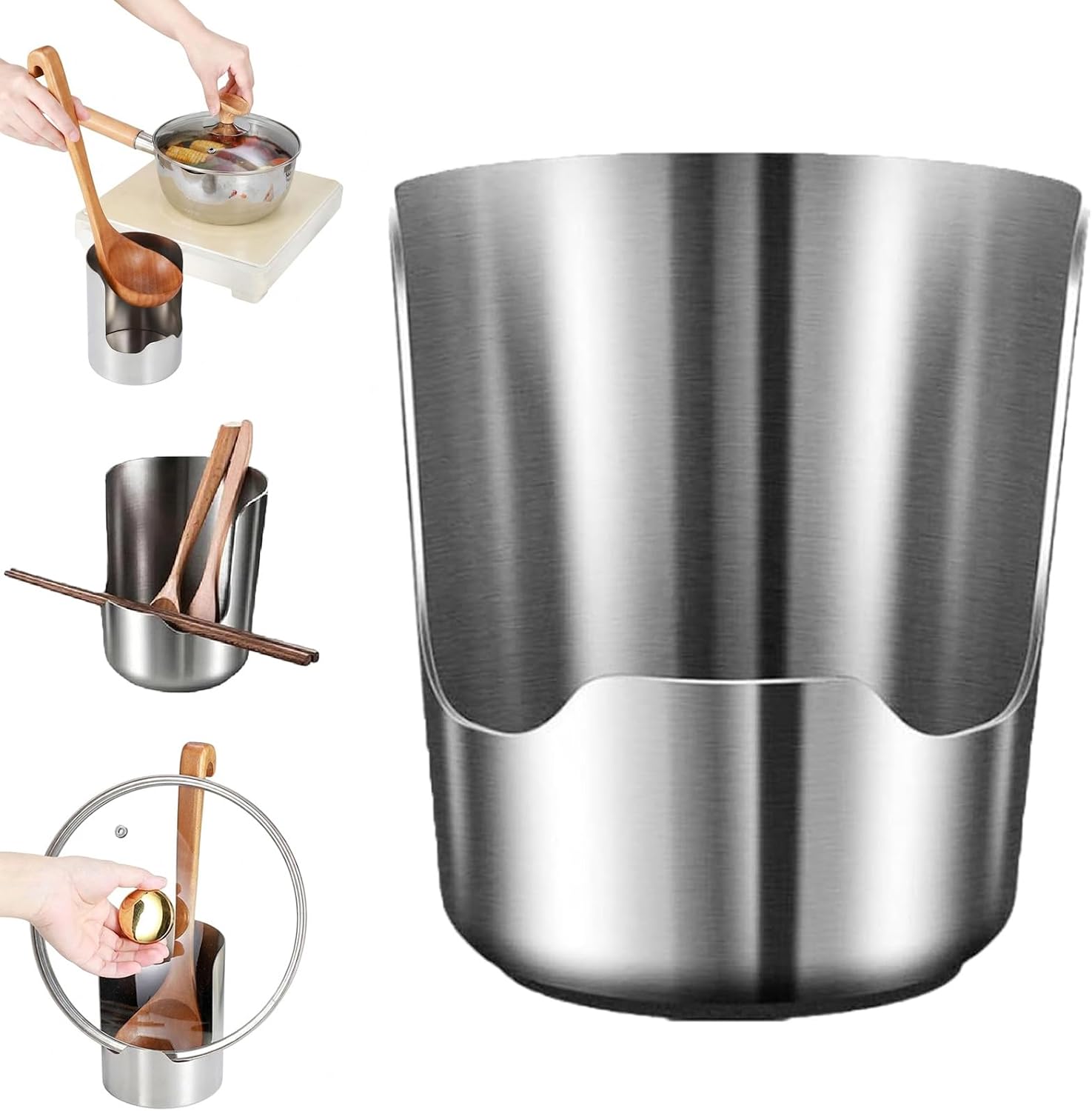 304 Multifunctional Stainless Steel Kitchen Utensil Holder for Pot Lid，1PC