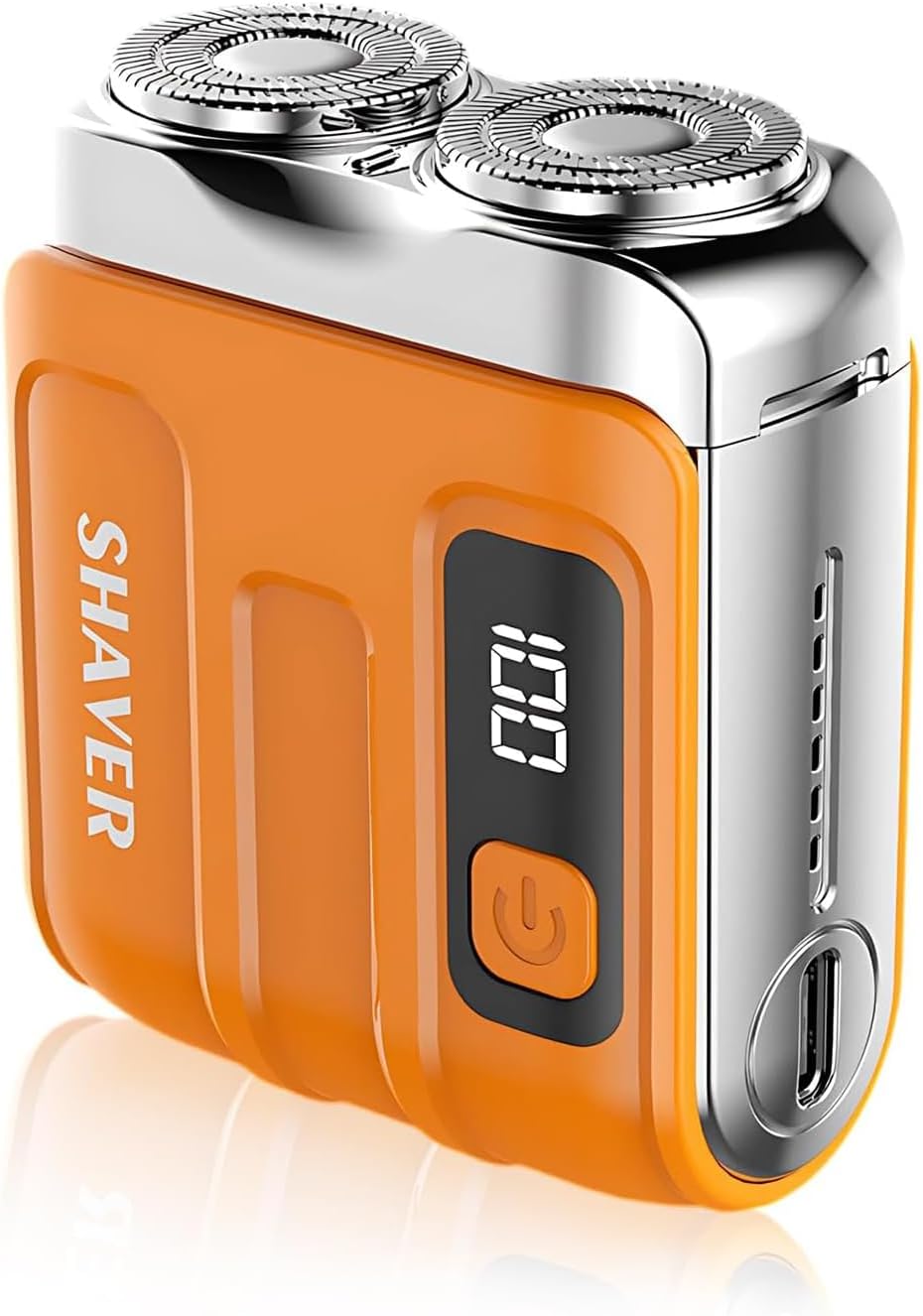 2026 New Portable Mini Mens Electric Shaver (Orange) | Portable Electric Shaver, Compact Dual Head Shaver, Rechargeable Pocket Shaver for Men