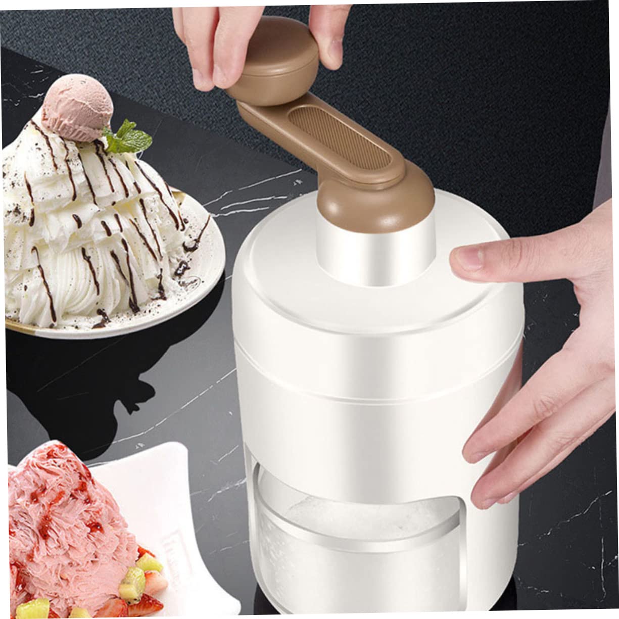 Cabilock Hand Crank Ice Crusher Portable Manual Ice Shaver Machine for Home Use for Summer Drinks and Desserts Easy to Clean present for Friends and Family