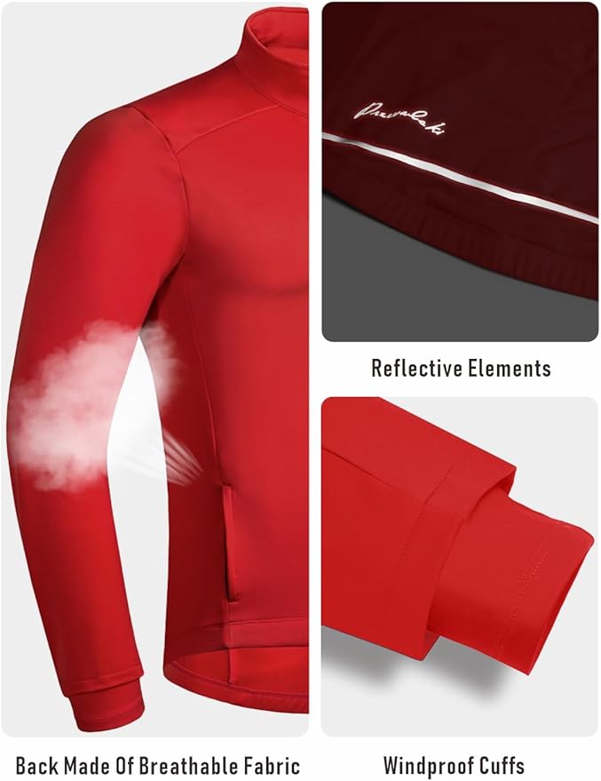 Chaqueta térmica para ciclismo hombre invierno roja miniatura 5