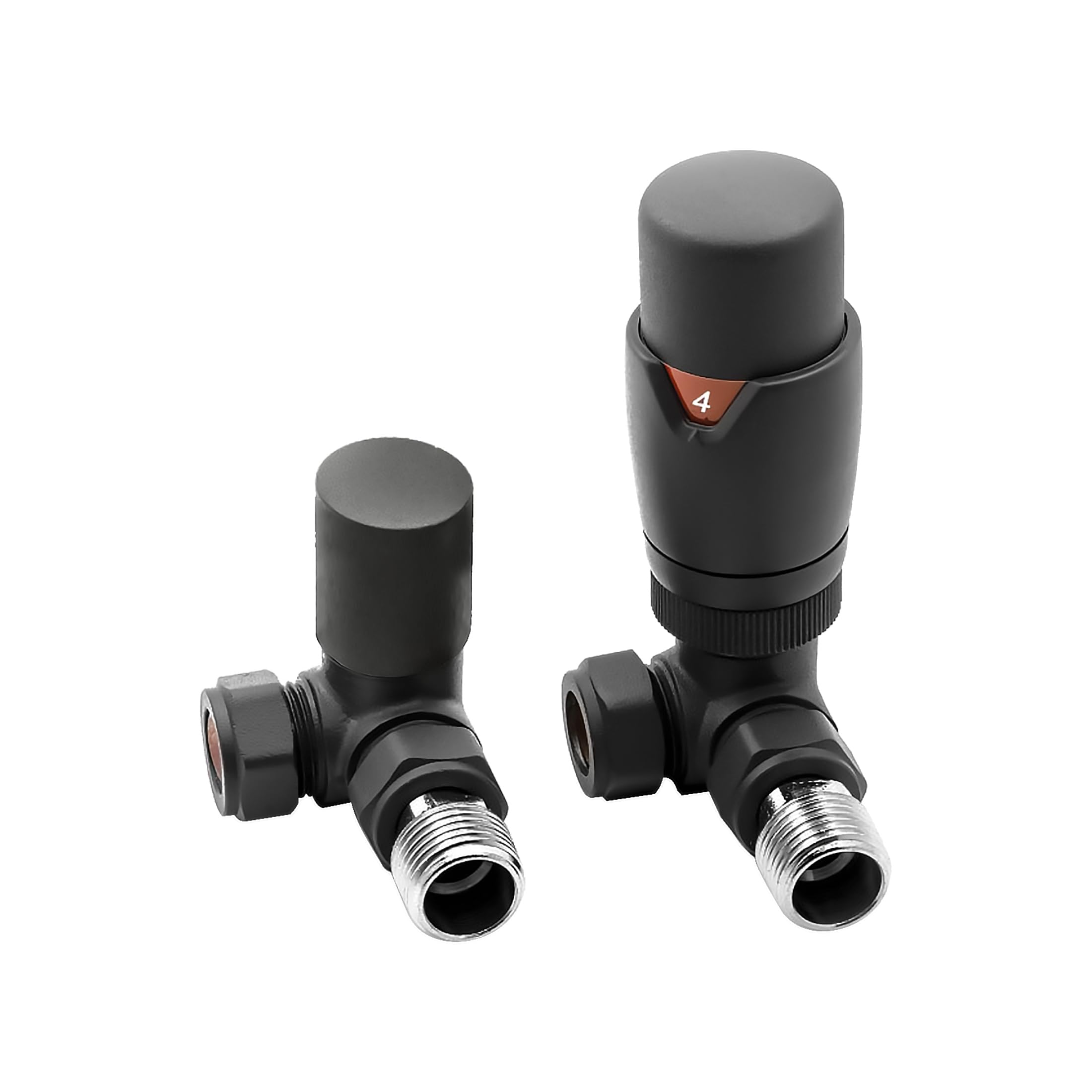 FNX Bathrooms Anthracite Thermostatic Radiator Valve (Trv) & Lockshield Set15mm X 1/2" Bsp CornerSolid BrassUk Manufactured from B&Q