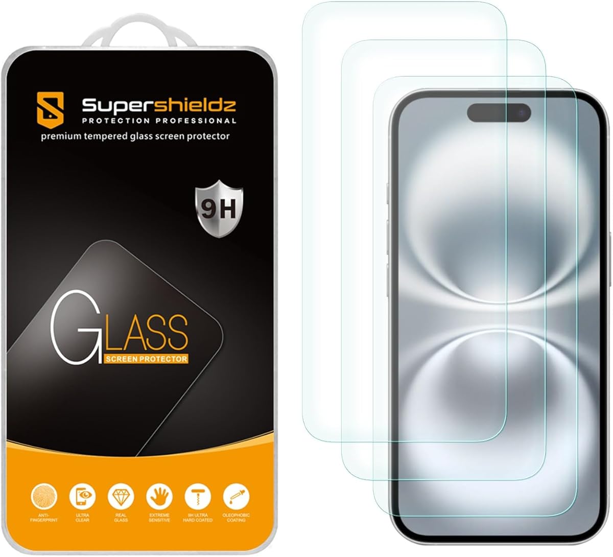 Supershieldz (3 Pack) Designed for iPhone 16 Plus/iPhone 15 Plus (6.7 inch) Tempered Glass Screen Protector, Anti Scratch, Bubble Free