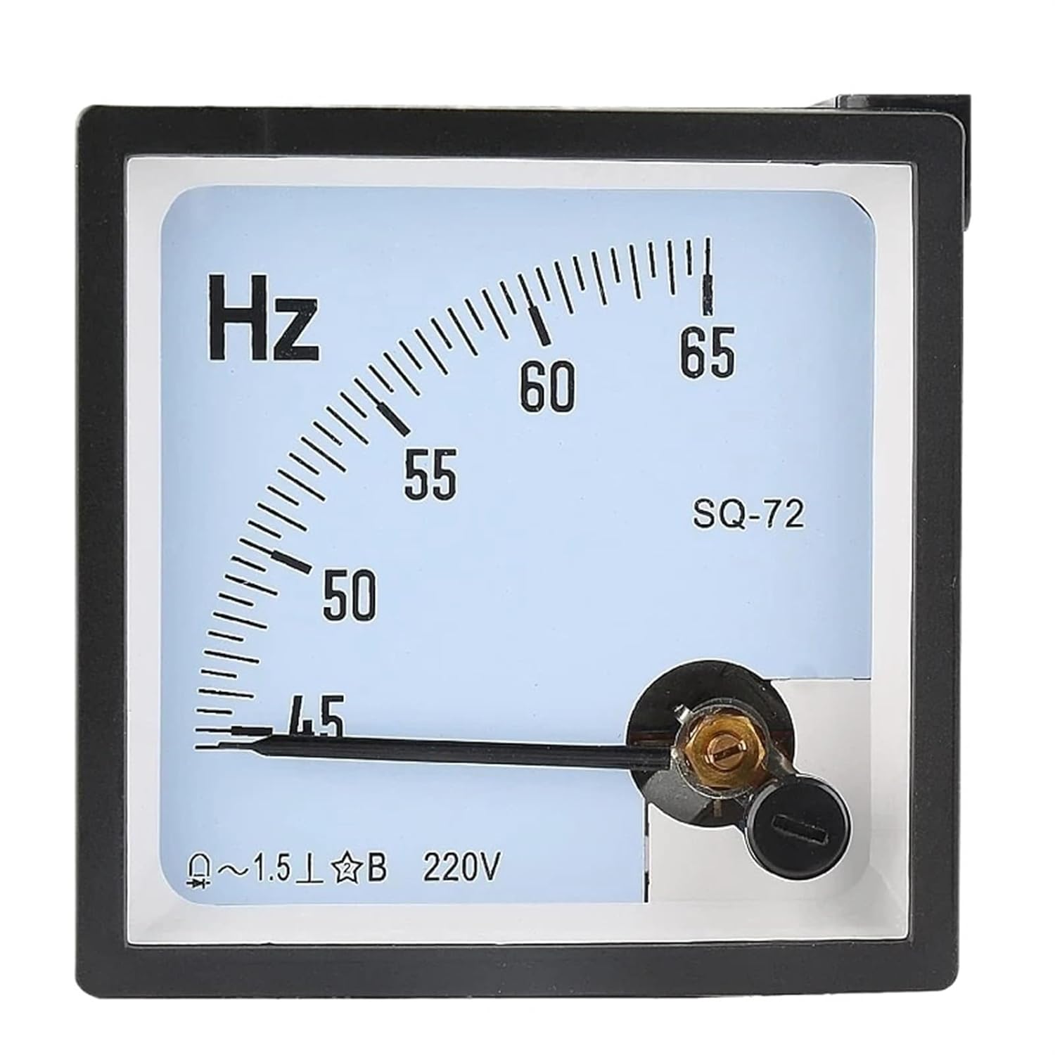 SQ-72 45-65Hz Frequency Panel Meter, 1.5 Accuracy Class Pointer Type Analog Panel Hertz Meter AC 220V380V Frequency Meter 1Pcs(220V)
