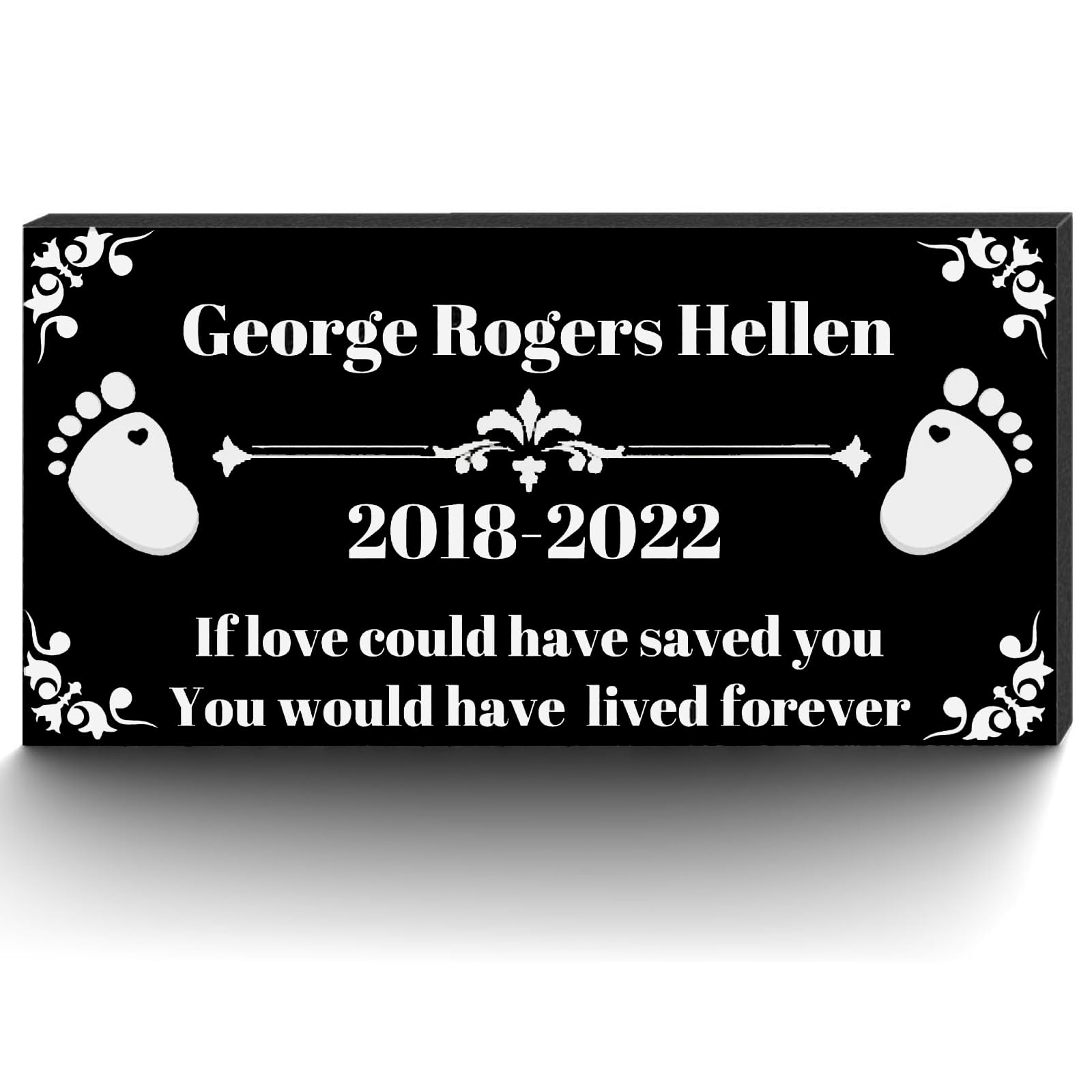 Personalized Memorial Stone, Headstones for Cemetery, Black Granite Memorial Headstones for Outdoors or in The Garden, Sympathy Stone Gifts for Loss of Baby, Tombstones for Graves - 12x6 INCH