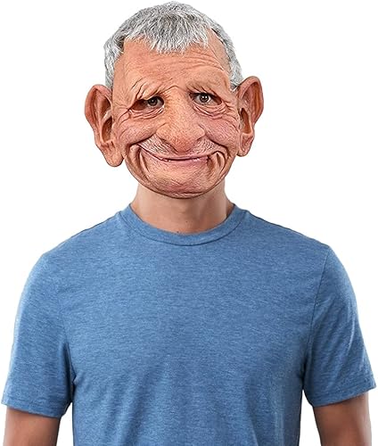 Miniatura 9 de Cubierta realista de silicona para la cabeza de anciano, casco de látex novedoso para Halloween, cosplay, fiesta, baile de máscaras, accesorios