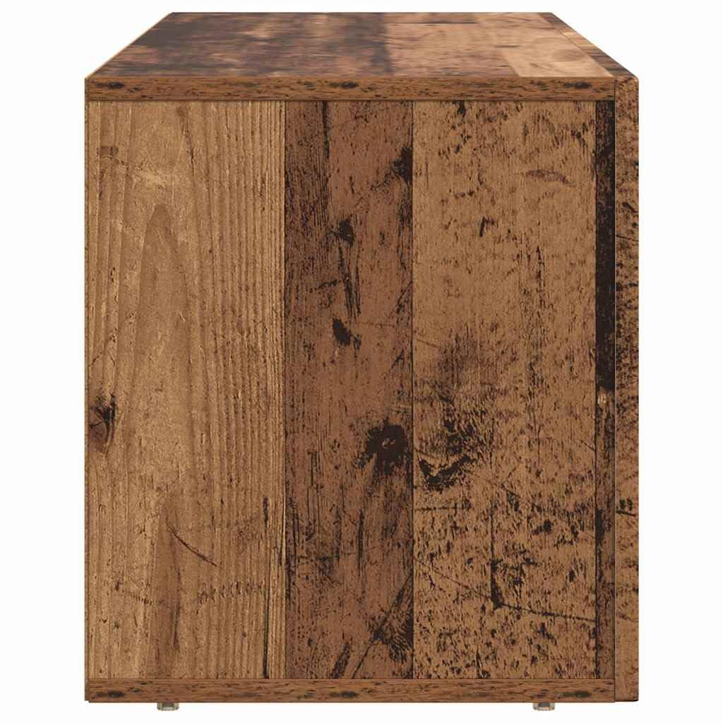 Szafka pod telewizor, stare drewno, 100 x 35 x 40 cm, materiał drewnopochodny, z 7 półkami, do salonu, sypialni, do przechowywania mediów