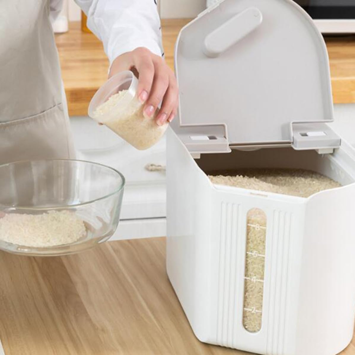 Sealed Plastic Rice Storage Box 10kg for Kitchen Restaurant