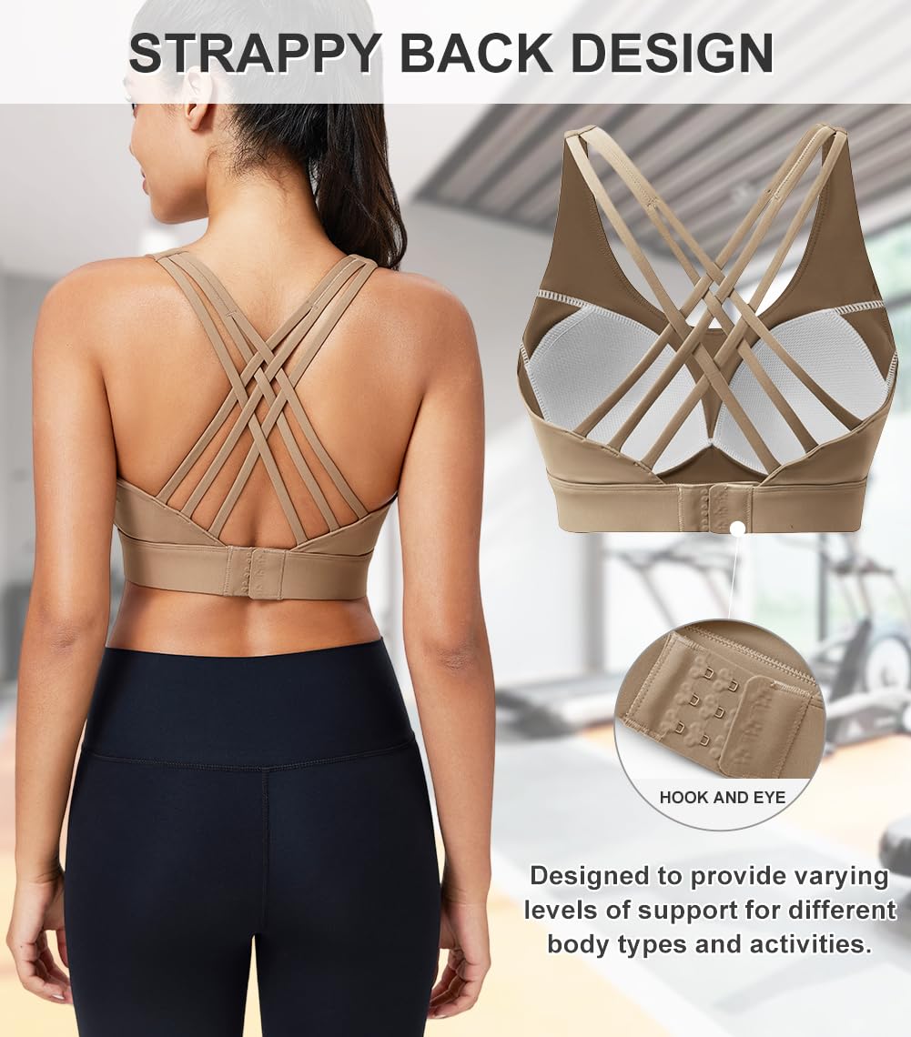Brasier deportivo de alto impacto para mujer, copas moldeadas de alto apoyo, brasier deportivo con tiras para entrenamiento, entrenamiento y correr