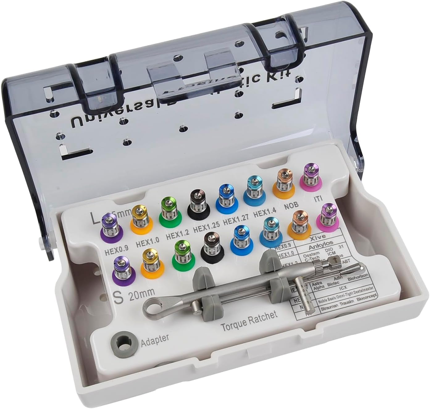 Universal Implant Prosthetic Kit,Colorful Prosthetic Tool,10-70Ncm Implant Driver with 16 Screwdrivers (US stock)