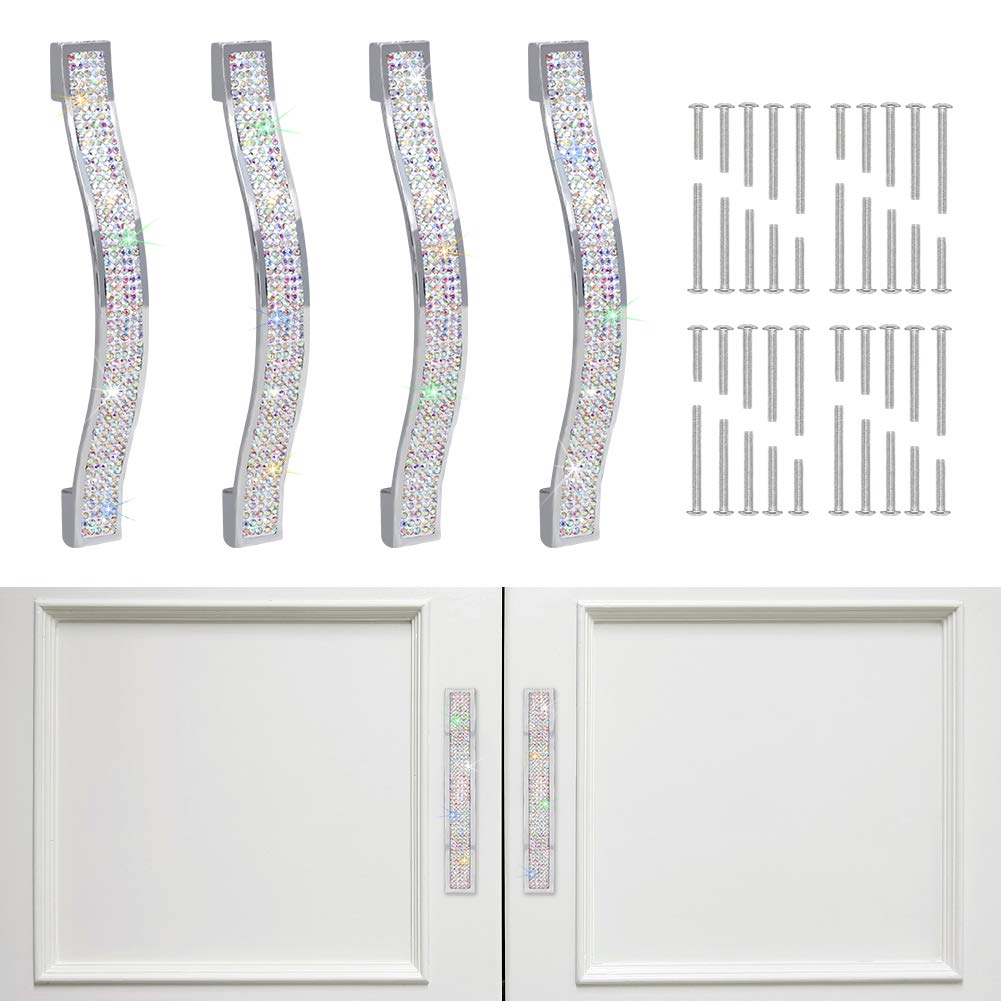 SAVORI Drawer Pulls Handle Bling Crystal Dresser Cupboard Closet Cabinet Wardrobe Door Furniture Handles Hardware Handle Pull for Home Kitchen