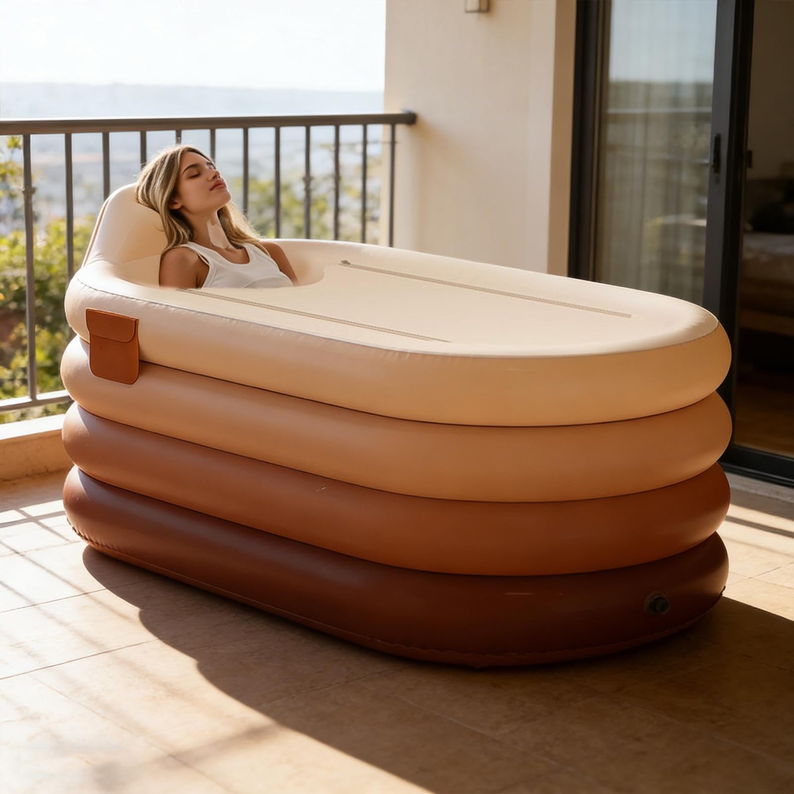 Bañera Inflable Incluye Bomba de Pie para Lavado Corporal Completo