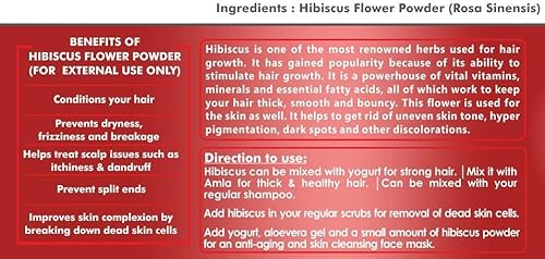 Miniatura 2 de AZAZ Polvo de hibisco natural sagrado (100% puro y natural para cara, piel y cabello) - 100 GM