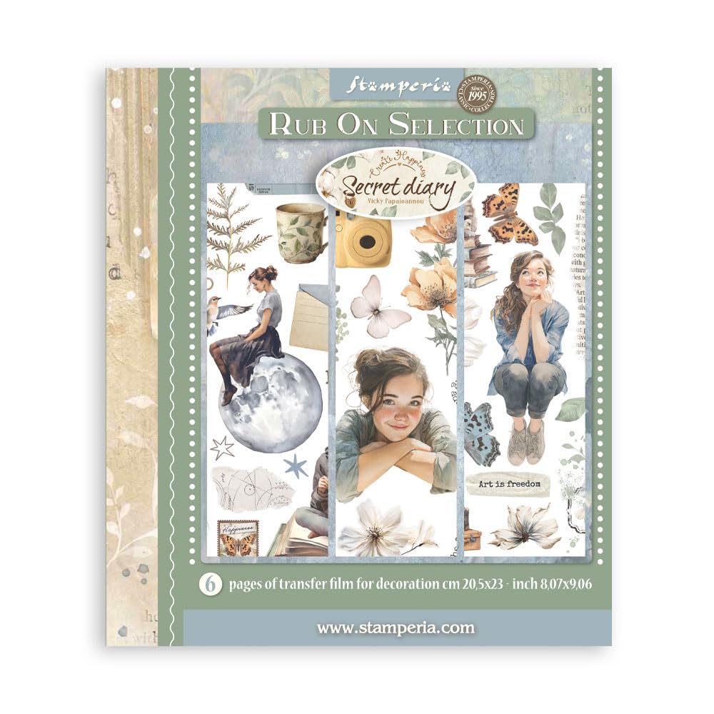 Stamperia Secret Diary Rub-On Selection (New Product) (6 Sheets, 8"" x 9"") – DFLR