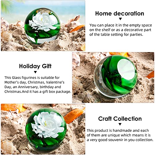 Eustuma Hand Blown Glass Flower Paperweight Figurine For Office Desk.Give You A Gift From The Person You Love thumb #2