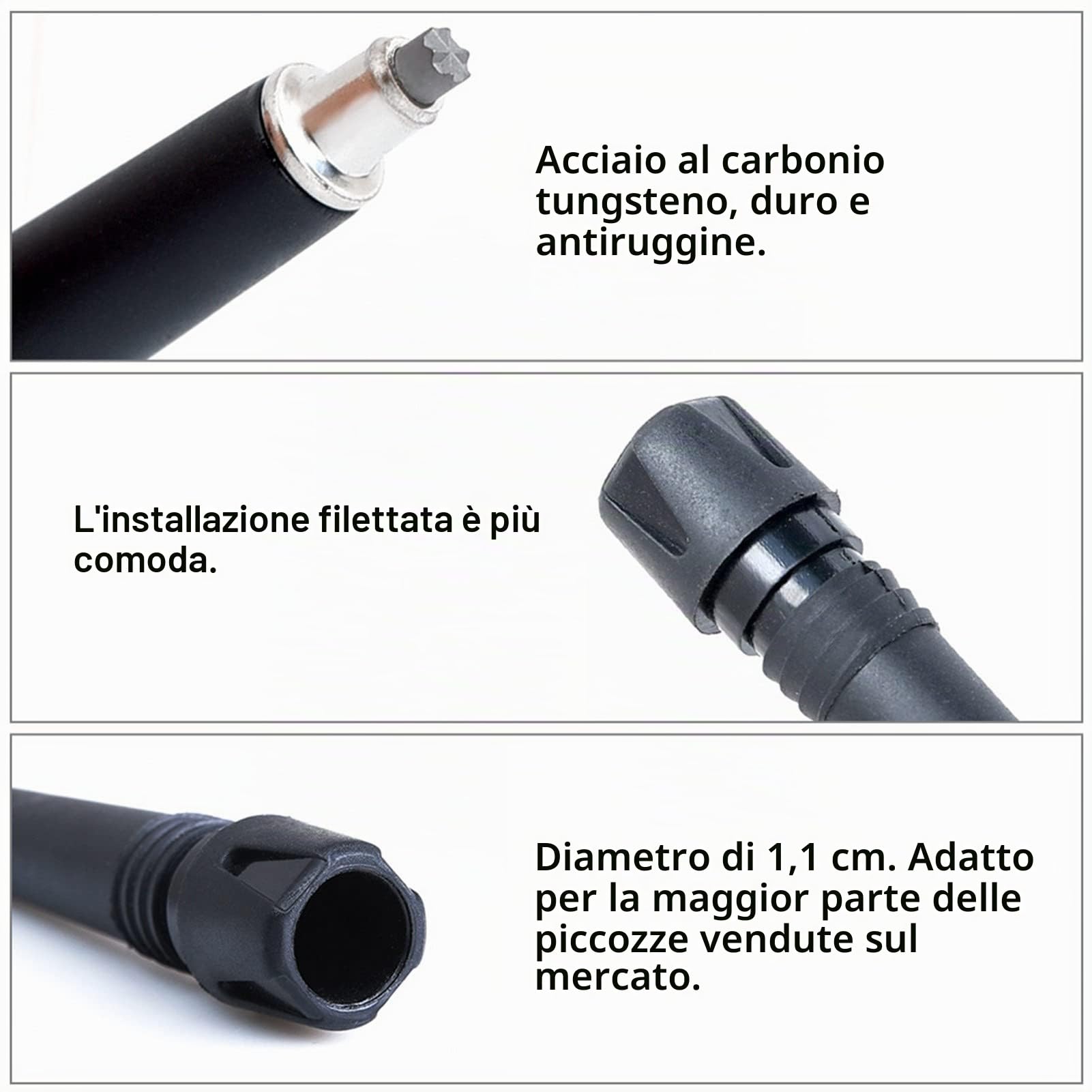 4 Pezzi Punta di Ricambio per Bastoncini da Trekking - Accessori Escursionismo e Arrampicata, Punta Antiscivolo per Camminata in Montagna