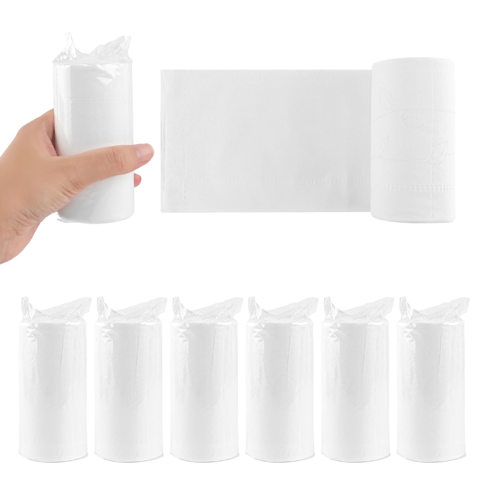 6 Rolls Travel Toilet Tissue Coreless Portable Toilet Tissue - Compact and Soft, Ideal for Camping, Hiking, Travel, and Outdoor Activities