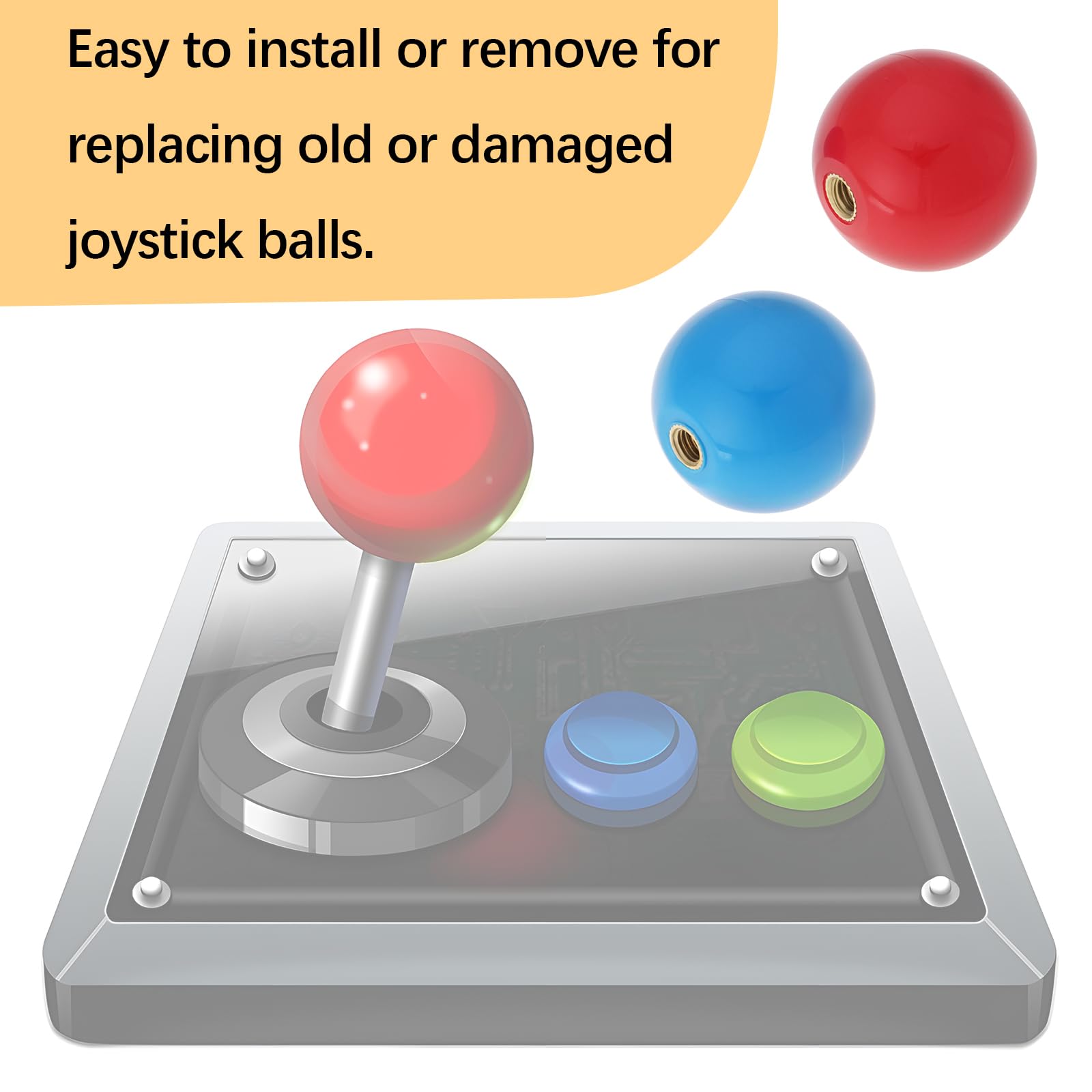 SG Store 2 Pieza Uds 35mm Juego de Arcade Cabeza de Joystick Redonda Parte Superior Esférica Mango Superior Circular Bola de Joystick Adecuada para Joystick de Tornillo M6 Azul Rojo