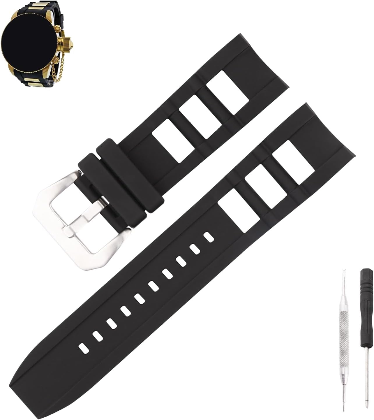 Rubber 26MM Watch Bands Compatible Fit for Invicta Signature II Russian Diver 12964 12965 12966 15809 7421 7422 7424 7426 7427 7428 7429 Replacement Silicone Strap Wirstband for Men and Women Waterproof Bracelet Watch accessories