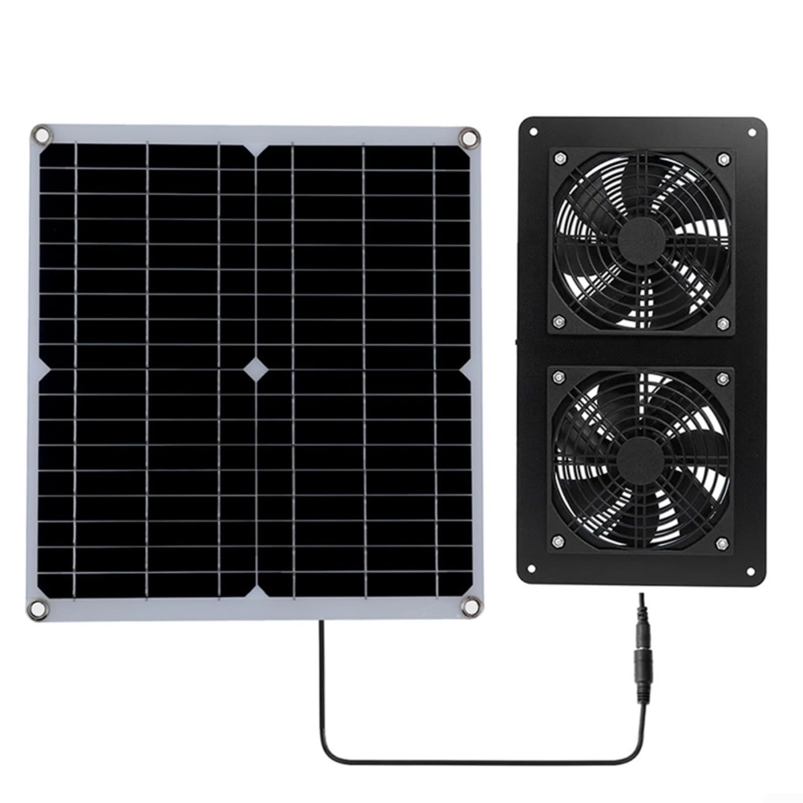 Ventola di scarico solare da 30 W con doppia ventola da 12 V per serra, camper, pollo, casa, pannello monocristallino nero, IP65 (ventilatore solare)