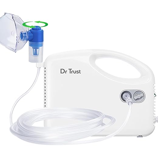 Dr Trust USA Compressor Nebulizer Machine Complete Kit for Adults and Kids with Mask (White)