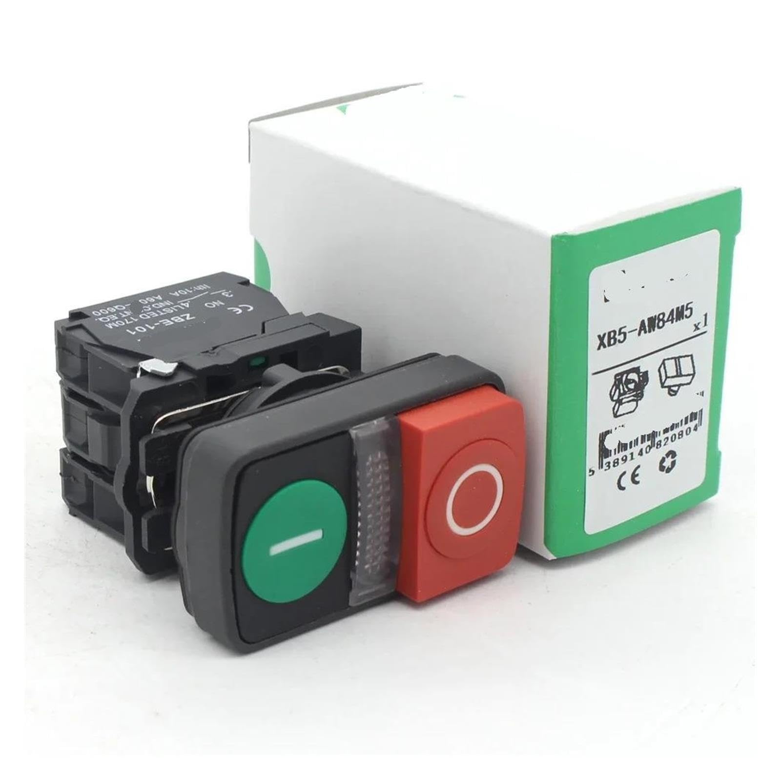 Interrupteur à double bouton-poussoir rouge-vert alimentation marche/arrêt