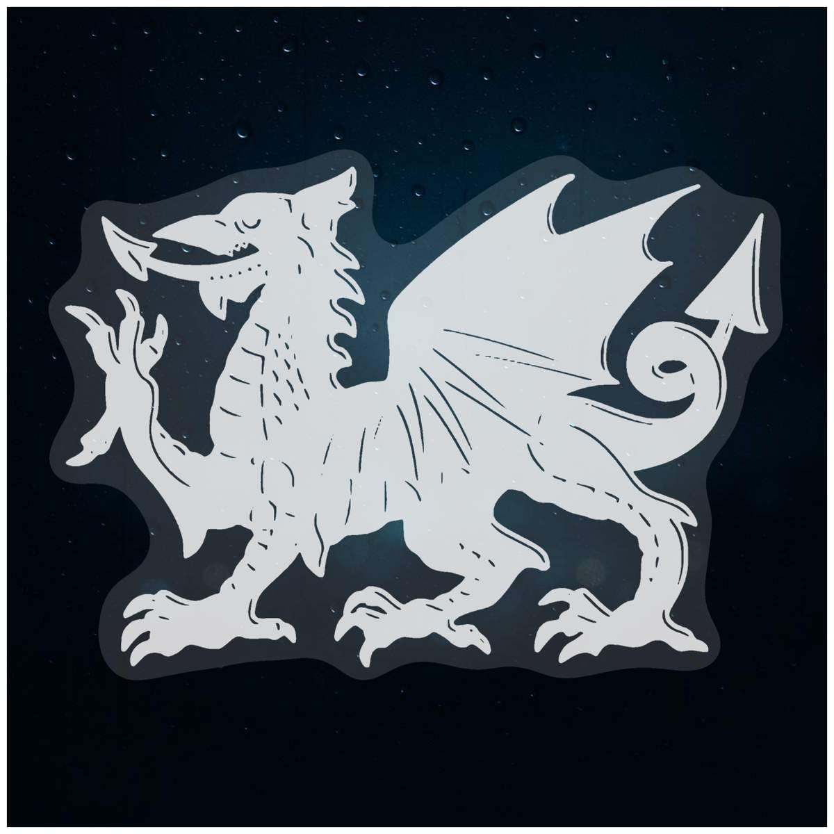 Azeeda Small 100mm 'Welsh Dragon' Clear Static Window Cling Sticker/Decal (White) (WC00118092)
