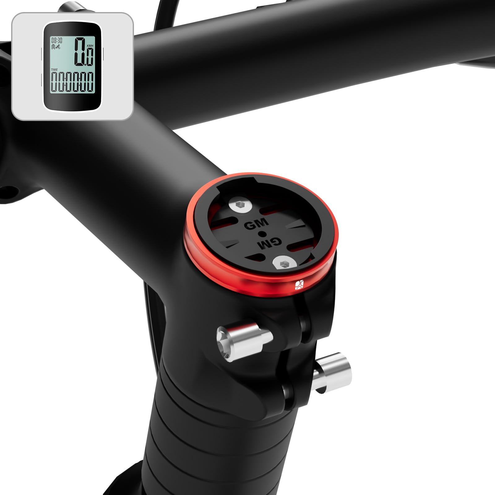 Bike Stem Top Cap Computer Mount for Garmin Edge Explore, Lightweight Aluminum Alloy Bicycle GPS Computer Mounts, Combo Compatible with Bryton, Wahoo, and CATEYE Red