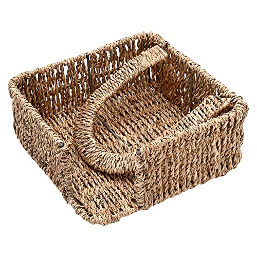 Mimo Style Porta Guardanapo Quadrado, Feito Inteiramente em Rattan de Fibra Natural Cor Escura. Funcional, Elegante, Resistente e 100% Ecológico