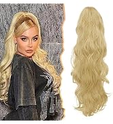 ORSUNCER Pferdeschwanz-Verlängerung 76 Cm Mit Clip – Lockig, Natürlich Wirkend, Hellbraun-Hellblond