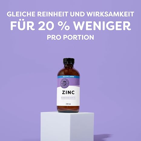 Vimergy Zinc Liquid Dietary Supplement - Quick Absorbing Zinc Drops for Children - No Sugar No Dyes or Flavours - Vegan Gluten Free and Paleo Suitable (240 ml)