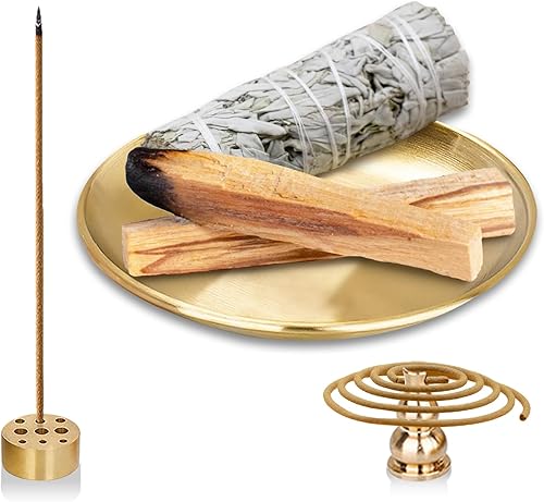 Soporte para incienso de 5.5 pulgadas, quemador de incienso 5 en 1, soporte de Palo Santo, soporte de salvia, soporte de incienso para palosbobinas