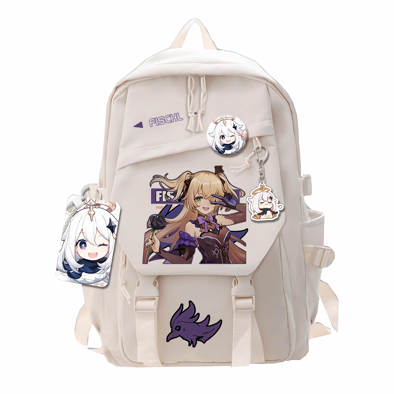 Dalicoter Game Backpack Mona Backpack Cute 3D Printed Daypack Laptop 17" Large Capacity Travel White BackPack With Gift