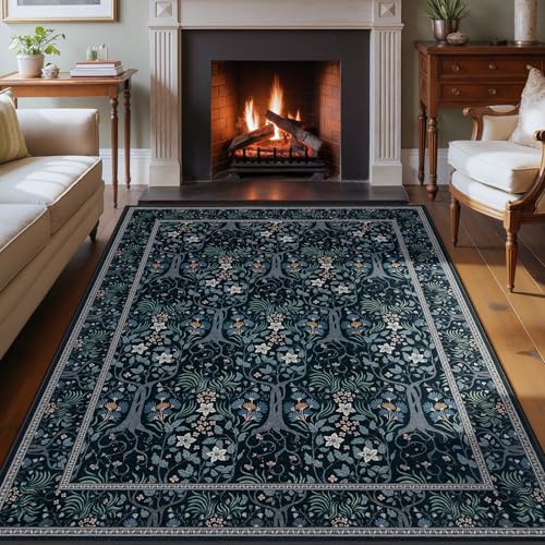 Tapete decorativo Joydeco 5x7 Boho Floral Antideslizante miniatura 1