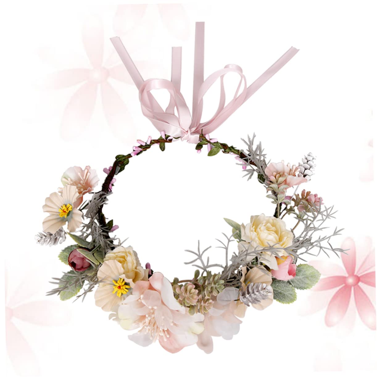 FRCOLOR 3stücke Bohemian Stil Blumenkranz Haarschmuck Mit Ripsband Elegantes Farbenfrohes Haarband Für Hochzeiten Partys Und Fotorequisiten Für Mädchen