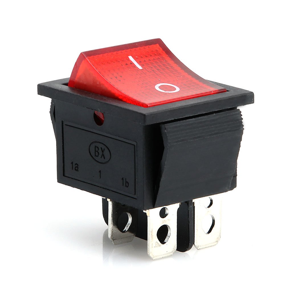 BIlinli Rocker Switch With Light KCD4-201N 4 Pin ON/OFF 2 Position 250V DPST 1/5/10Pcs