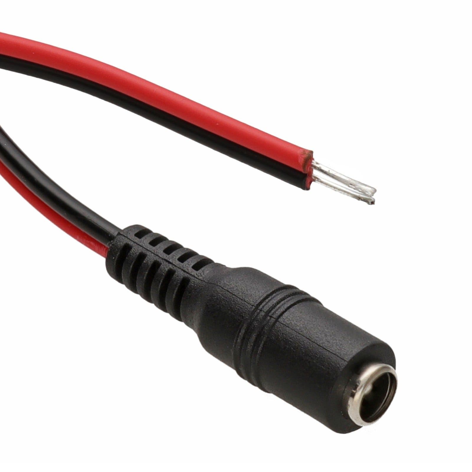 Kenable Women's Black Dc Pigtail Power Socket 5.5 X 2.1Mm To Bare Ends For Cctv Cable 0.3M