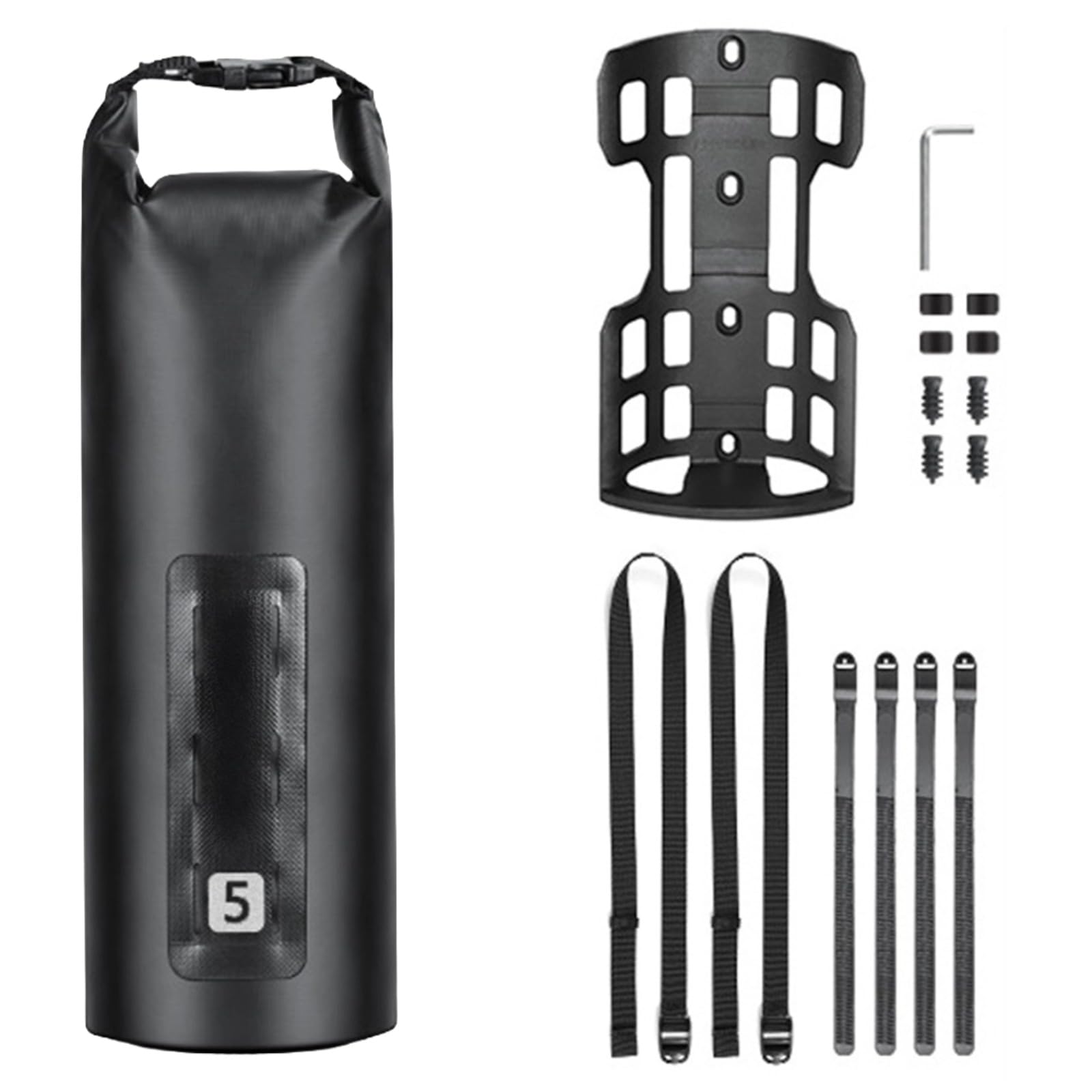 Torba na przedni widelec rowerowy, 4998 ml, 5 l, wodoodporna torba na bagażnik rowerowy z uchwytem, torba na rower górski z PCW, zapięcie na górze, odblaskowe logo, 38 x 12,7 cm, torba na
